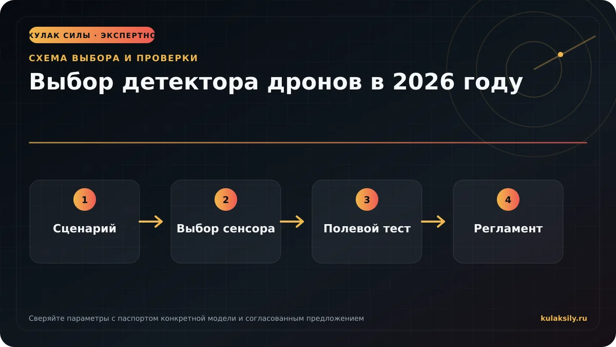 Схема выбора и проверки по теме: Выбор детектора дронов в 2026 году