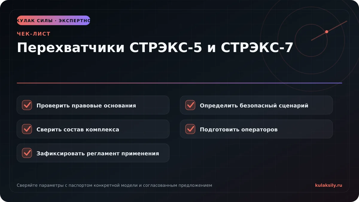 Чек-лист по теме: Перехватчики СТРЭКС-5 и СТРЭКС-7