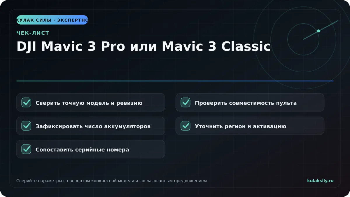 Чек-лист по теме: DJI Mavic 3 Pro или Mavic 3 Classic