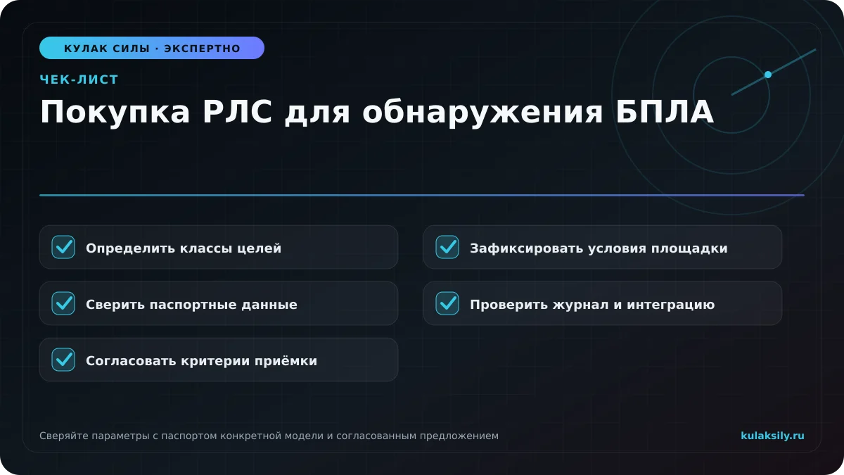Чек-лист по теме: Покупка РЛС для обнаружения БПЛА