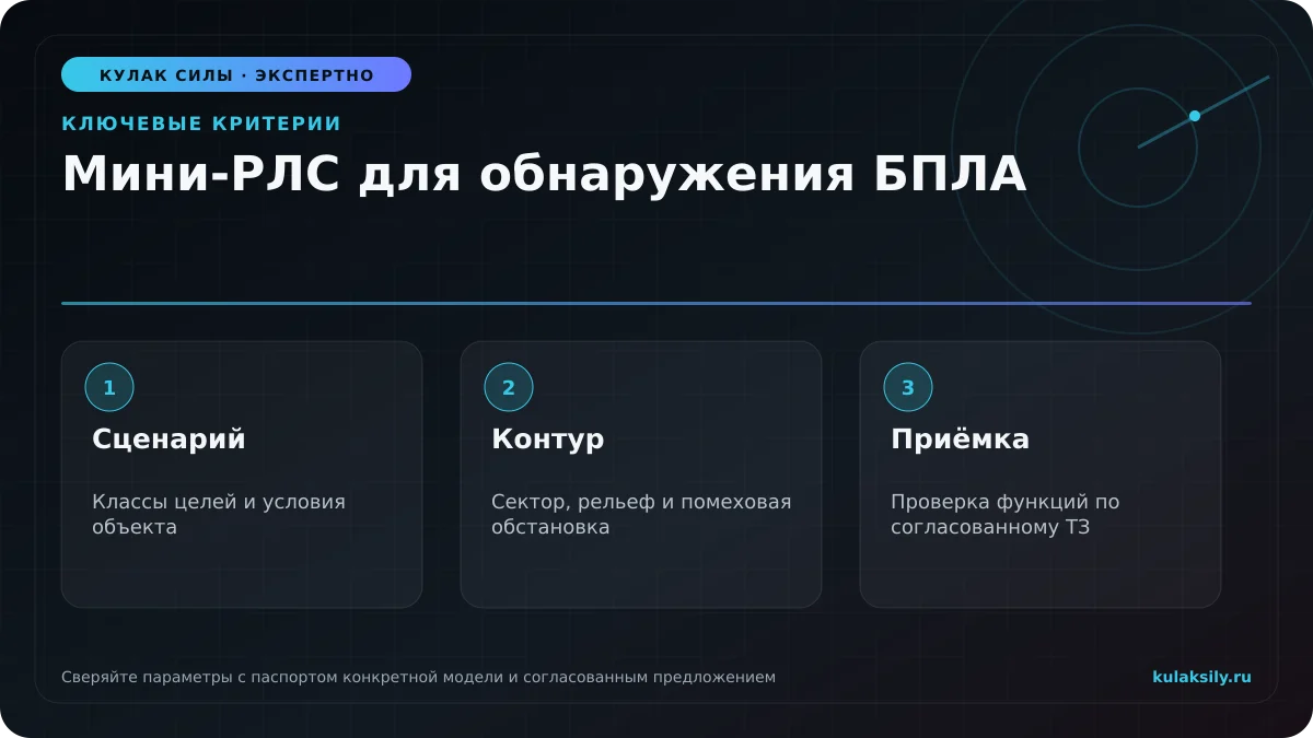 Ключевые критерии по теме: Мини-РЛС для обнаружения БПЛА