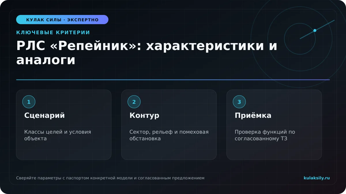 Ключевые критерии по теме: РЛС «Репейник»: характеристики и аналоги