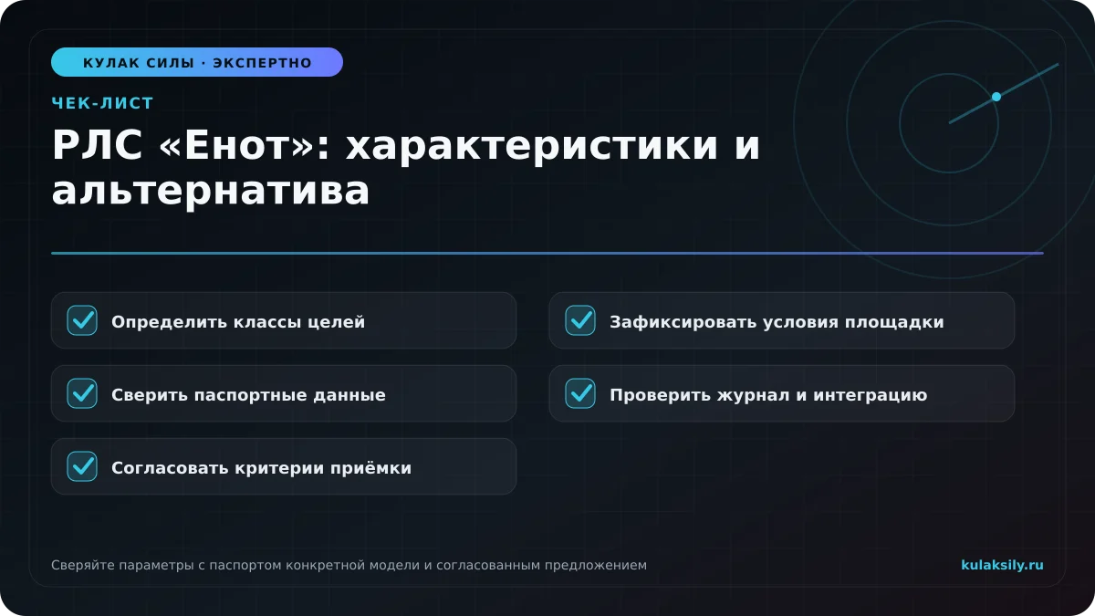 Чек-лист по теме: РЛС «Енот»: характеристики и альтернатива