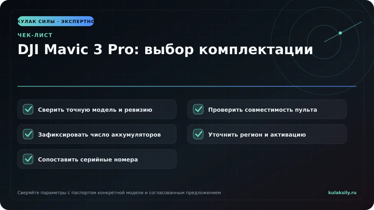 Чек-лист по теме: DJI Mavic 3 Pro: выбор комплектации