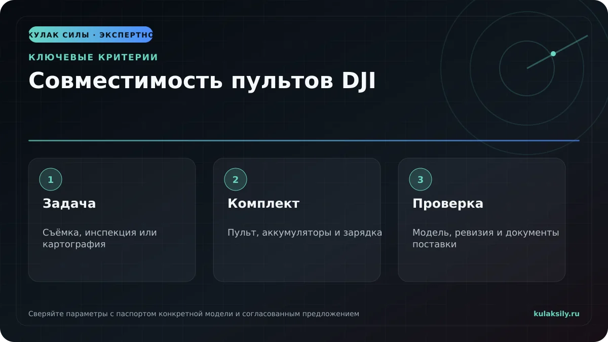 Ключевые критерии по теме: Совместимость пультов DJI