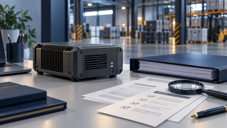 RF-детектор БПЛА рядом с комплектом закупочных документов и чек-листом проверки