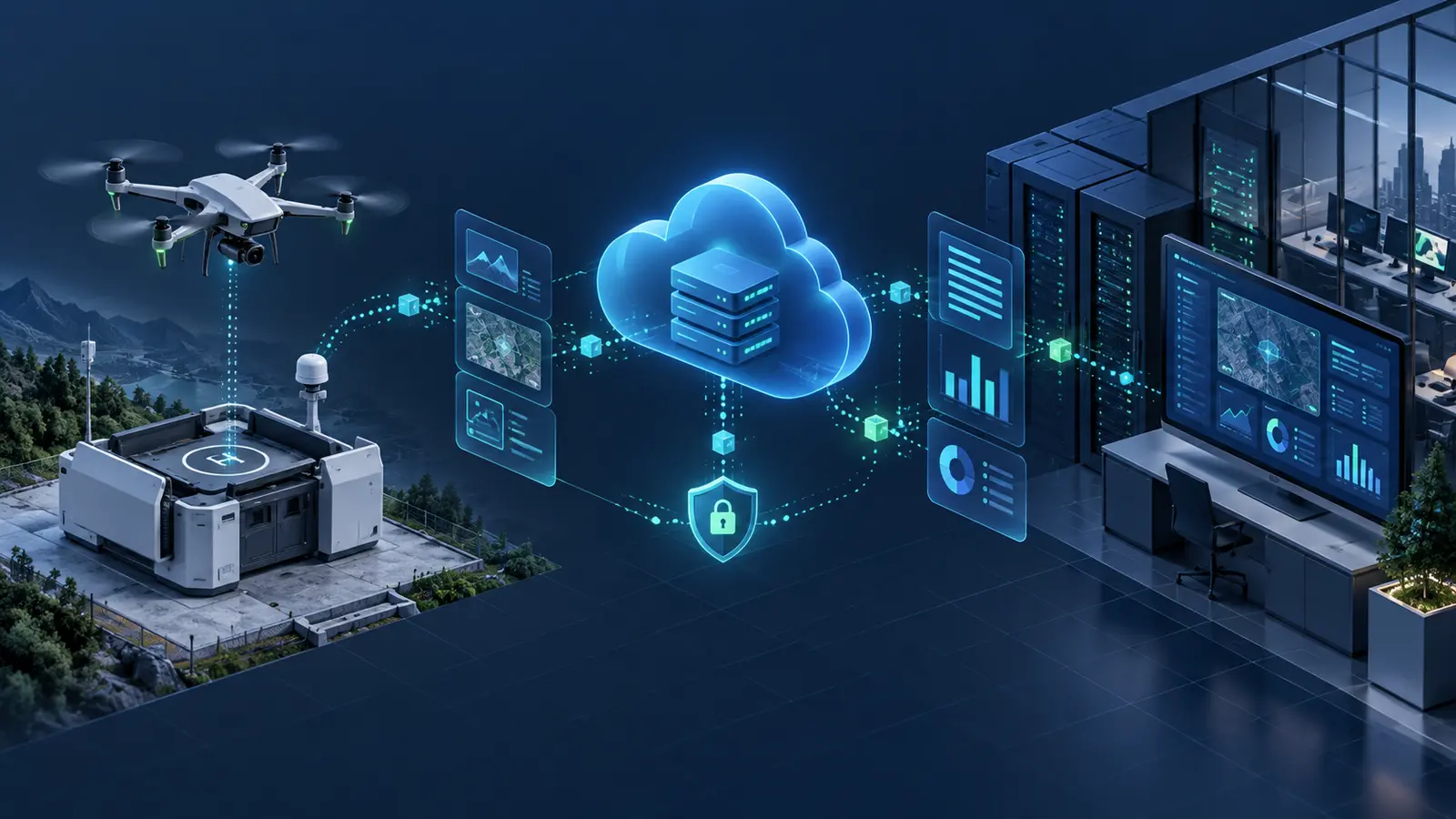 Интеграция DJI Cloud API между дроном, облачным шлюзом и корпоративной информационной системой